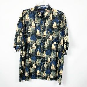Ivy Crew Large Rayon Sailboat Button Front Shirt